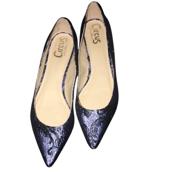 Sam Edelman Circus size 10 metallic denim blue & black velvet like pattern - Picture 1 of 13